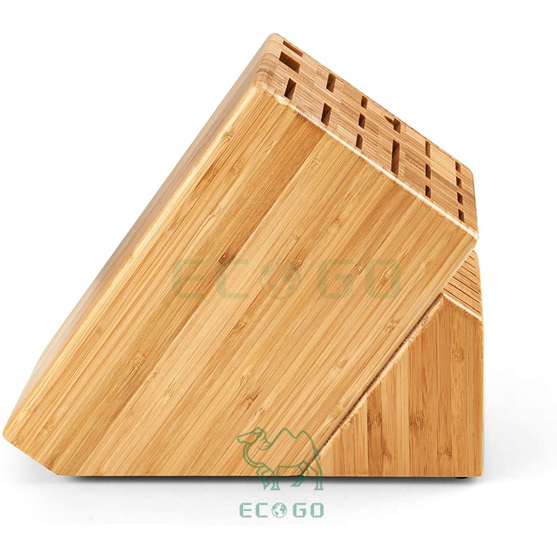 Wooden Dock, Storage and Organizer for Kitchen Counter. Standard Knife Storage Block, 25 Slot, Bamboo