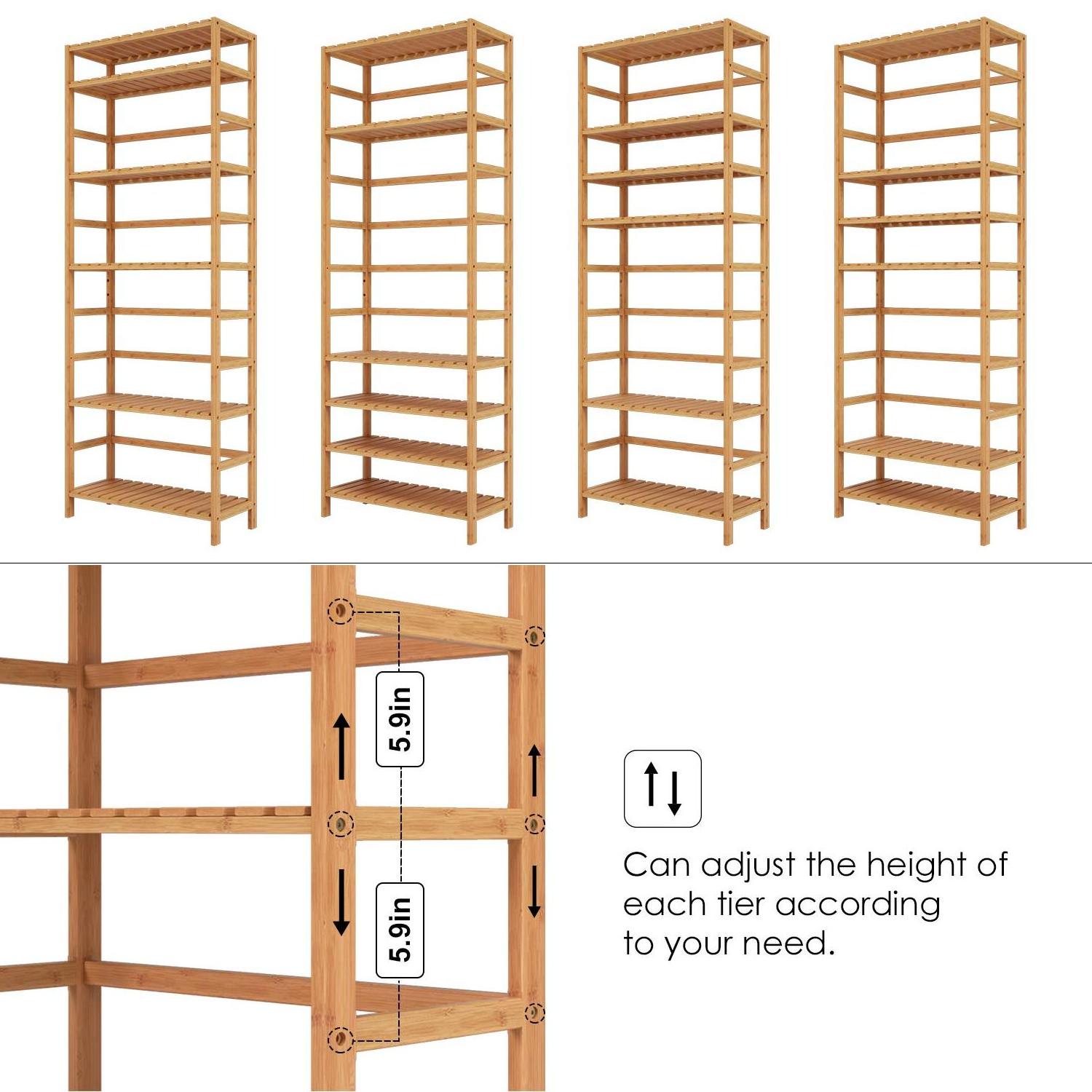 Bamboo Storage Rack Bathroom Storage Tower Multipurpose Utility ...