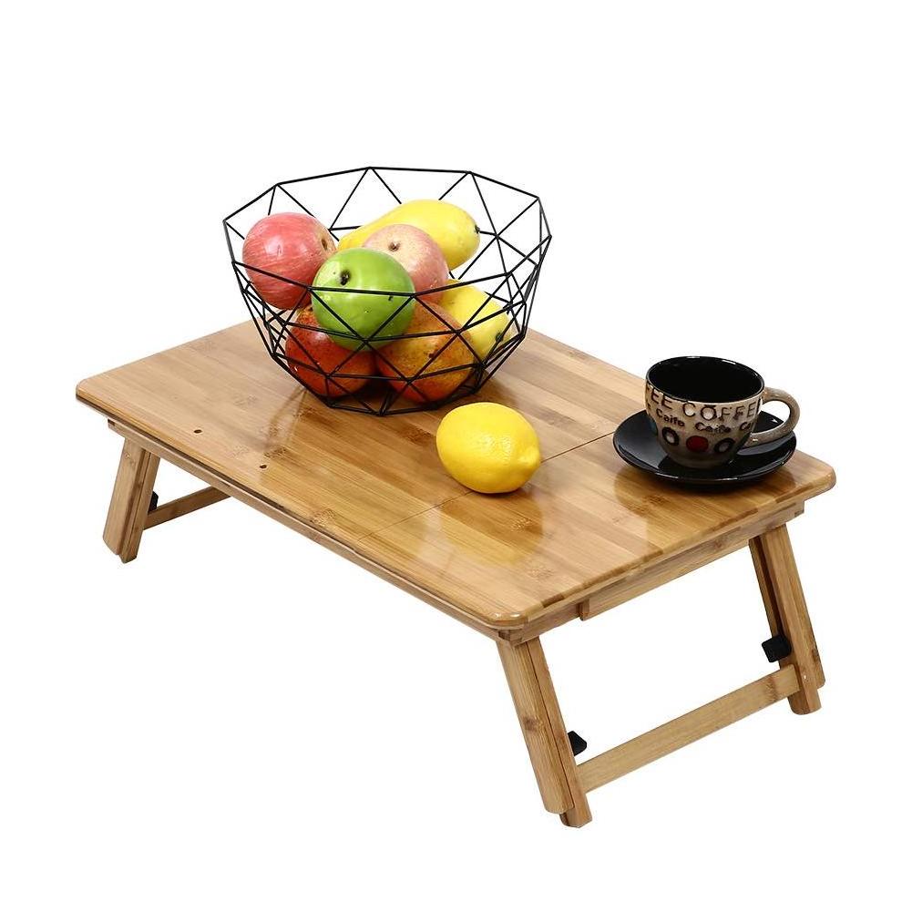 High Quality Bamboo Adjustable Laptop Desk 100%Natural Breakfast Serving Bed Tray