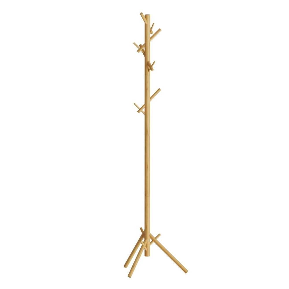 Bamboo Wooden Coat Rack Free Standing, Coat Hat Tree Coat Hanger Holder Stand with Durable triangle Base