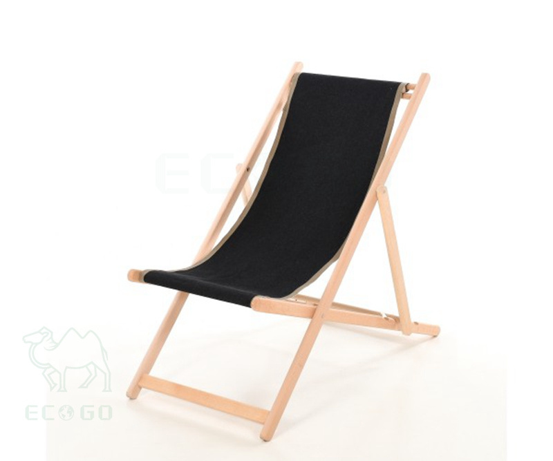 Bamboo wooden foldable beach chairs reclining beach chair with taupe cloth for outdoor