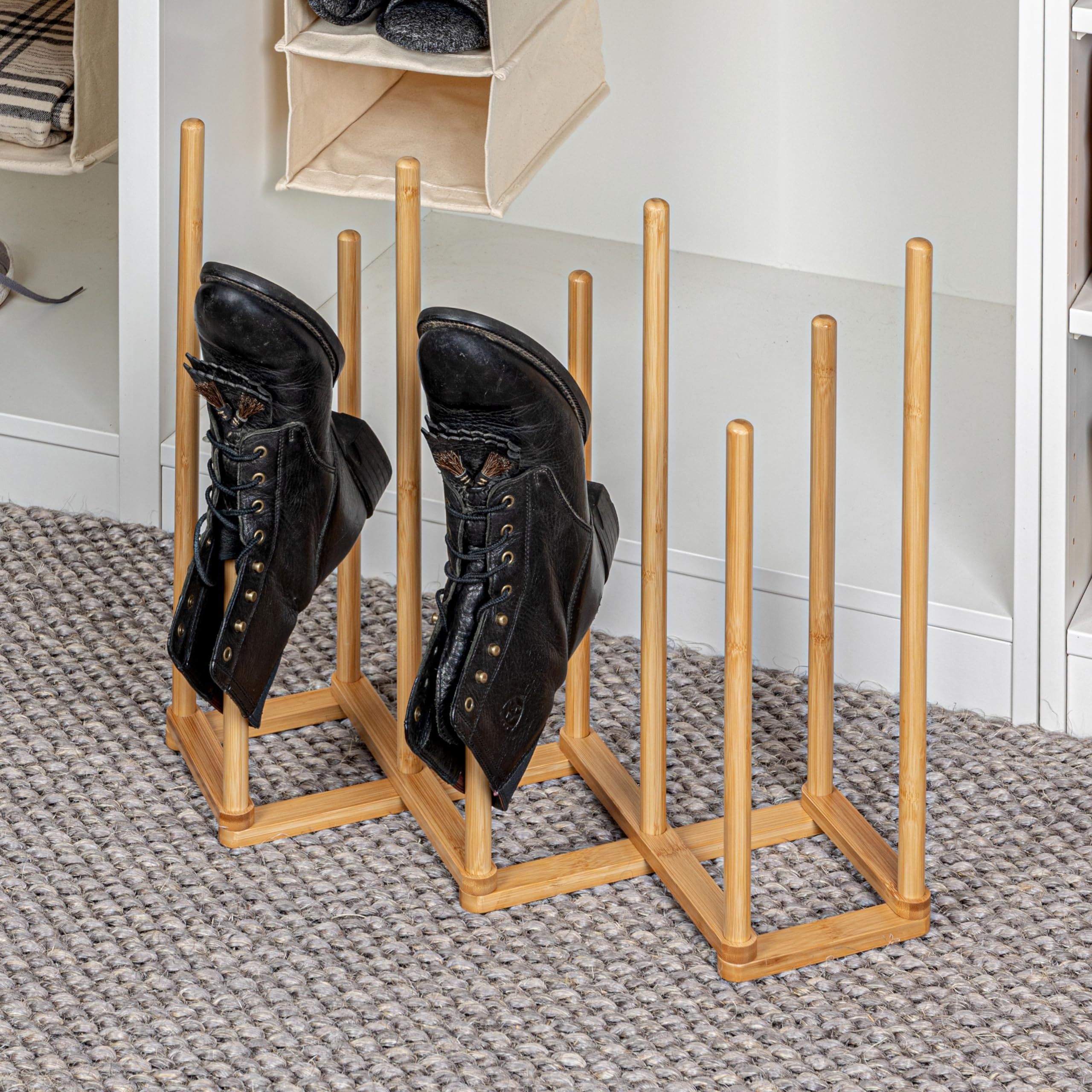 Bamboo 5 Pair Boot Rack Space-saving Boot Rack For Hallway Entryway Boot Organizer