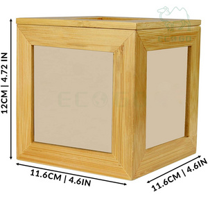 Charming Bamboo Photo Cube Picture Frame Box Photograph Box Wooden Photo Frame Decorative Box