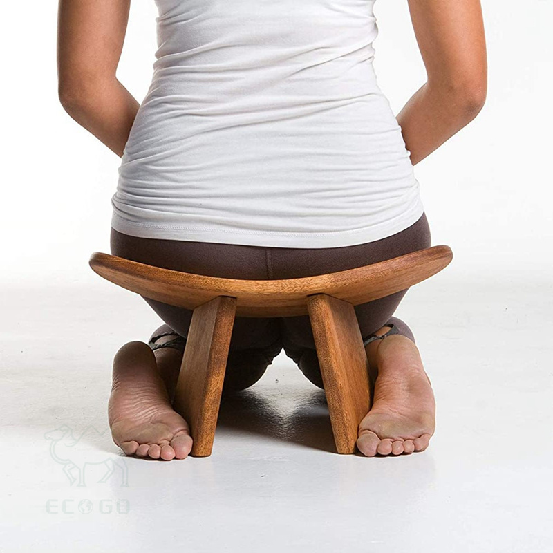 Premium meditation bench wooden kneeling ergonomic yoga seat