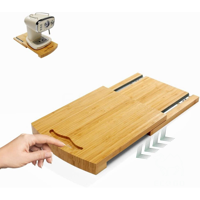 Bamboo Kitchen Appliance Slider Under Cabinet Sliding Tray for Counter Sliding Tray for Coffee Maker, Appliance Sliders