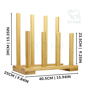 Industrial Natural Bamboo Pipe & Rustic Wood Freestanding Boot Holder Stand 4 Pair Capacity Shoe Storage Rack Organizer