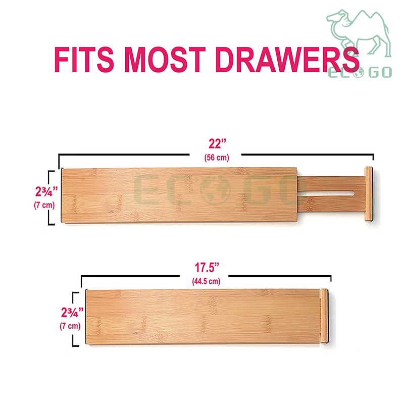 Bamboo Kitchen Drawer Dividers Pack of 4 Expandable Drawer Organizers with Anti-Scratch Eva Foam Edges Drawer Dividers Set