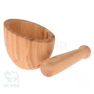 Bamboo mortar and pestle spice grinder manual coffee grinder hand garlic crusher powder herb small wooden  wholesale mini