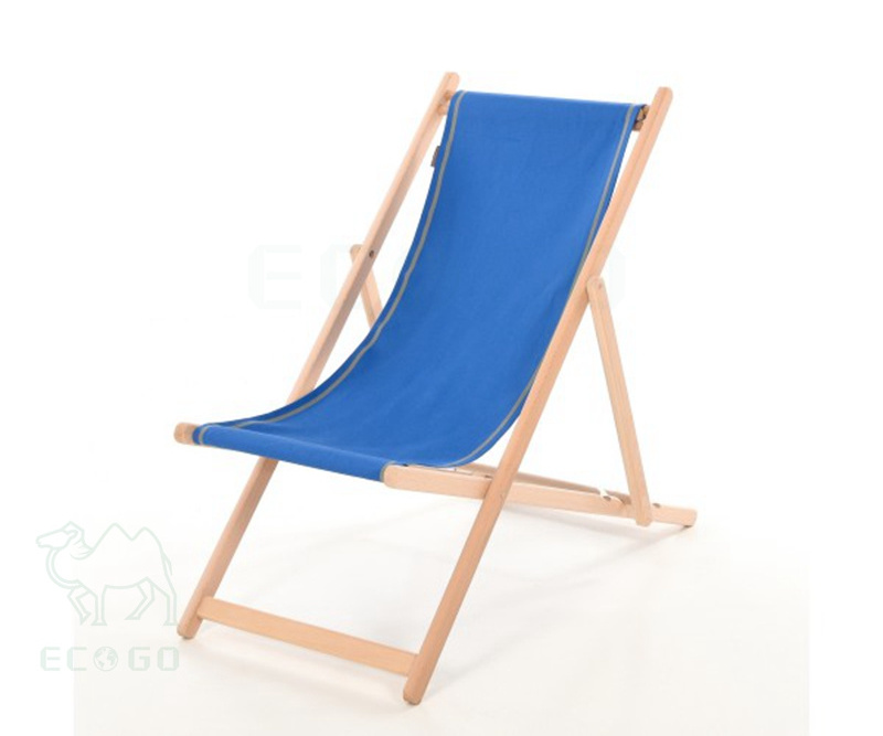 Bamboo wooden foldable beach chairs reclining beach chair with taupe cloth for outdoor