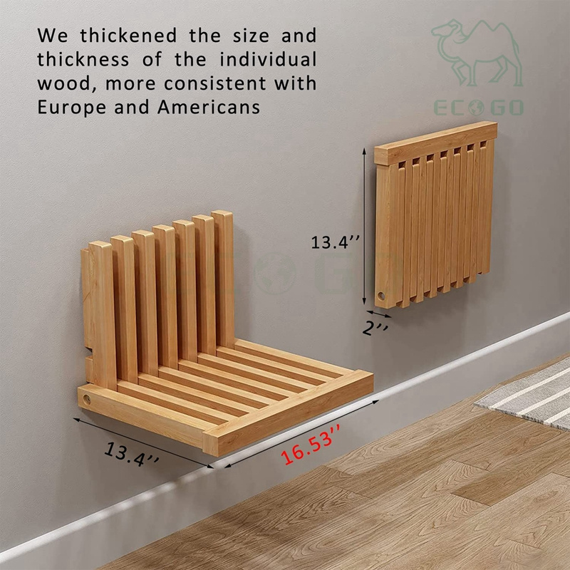 Wall-Mounted Natural Upgrade Solid Wood Shower Stool Folding Waterproof Shower Bench Exceptional Shower Seat For Entryway