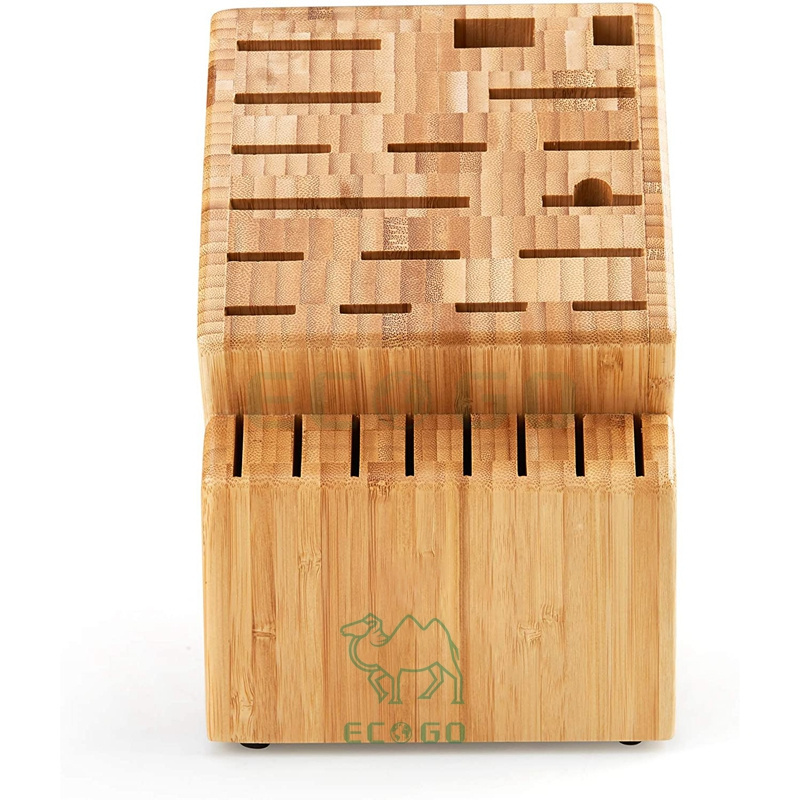 Wooden Dock, Storage and Organizer for Kitchen Counter. Standard Knife Storage Block, 25 Slot, Bamboo