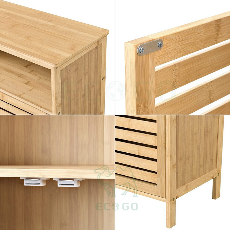 Hot Selling Bamboo Cabinet Advanced Bathroom Cabinet Storage Organizer With 2 Cupboard Doors Cost-Effective Bathroom Shelf