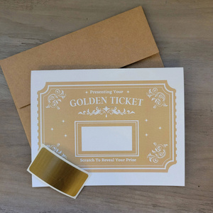 Custom Printing Mystery Golden Ticket Scratch Off Card with Scratch off Sticker