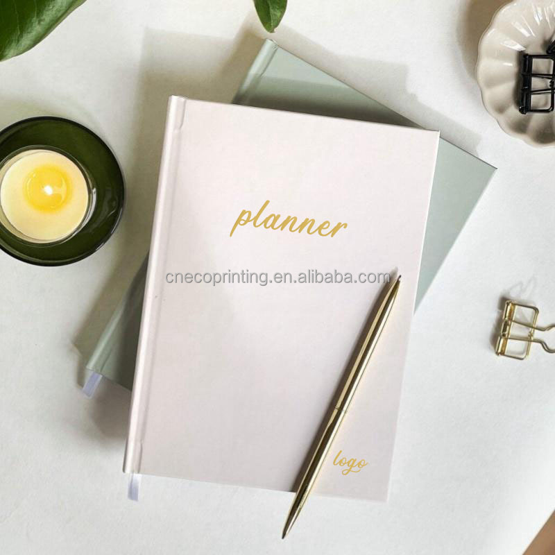 Custom Printing A5 Hardcover Daily Agenda Planner Notebook 2025 With Satin Ribbon Makers