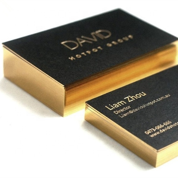 Custom Printing Luxury Black And Gold Gilt Foil Edge Plated Paper Business Card