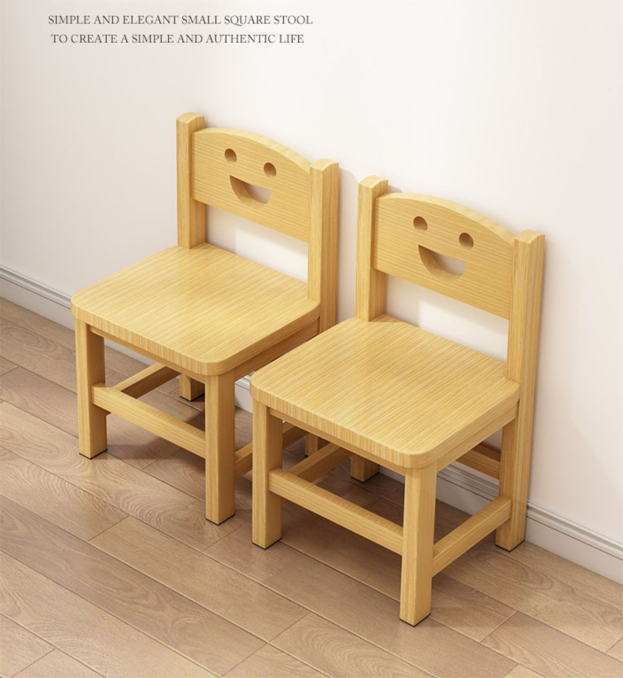 Small solid wood stool with or without backrest bench low chair for children