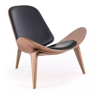 Nordic solid wood fashion creative leisure triangle Single Side Chair Bent Plywood Dining With Leather Sewing Chair