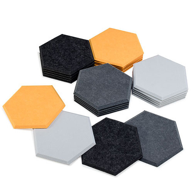 3d self adhesive hexagon wood fiber sound proofing interior home decoration acoustic wall panel