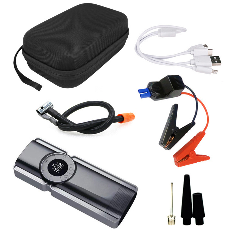 Portable Jump Starter with Air Compressor  150 PSI 8000mah Power Bank Tire Inflator Pump 12V Air Compressor with Light