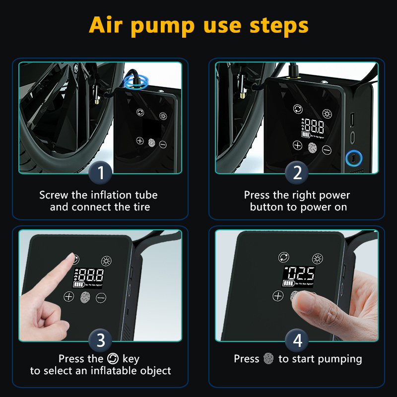 mini compressor car portable electric air pump 12V  digital screen 120W air pump high pressure bike bicycle air pump for car