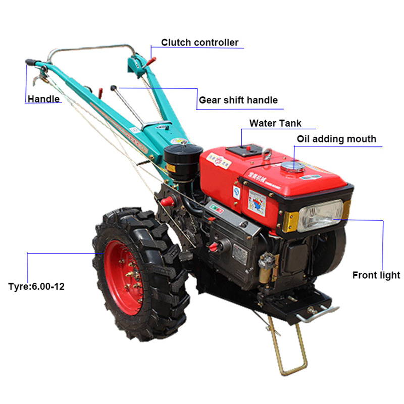 HHD new 20hp walking tractor with plough and rotary tiller garden walking tractor WSFT151-20