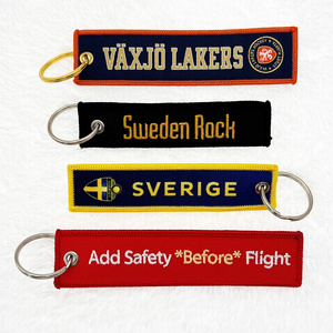 Promotional Sublimation Embroidery Woven Label Fabric Anime Custom Keychain Jet Tags