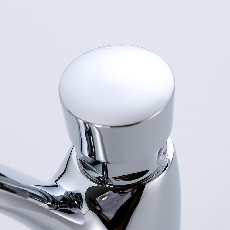 hand push basin cold water tap brass push button auto stop time self closing delay faucet for public toilet