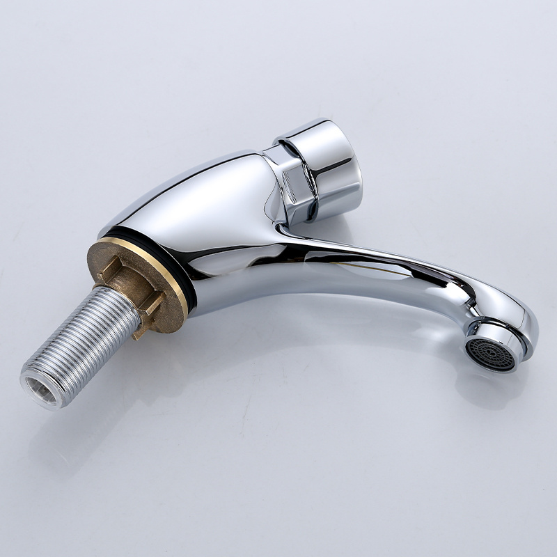 hand push basin cold water tap brass push button auto stop time self closing delay faucet for public toilet