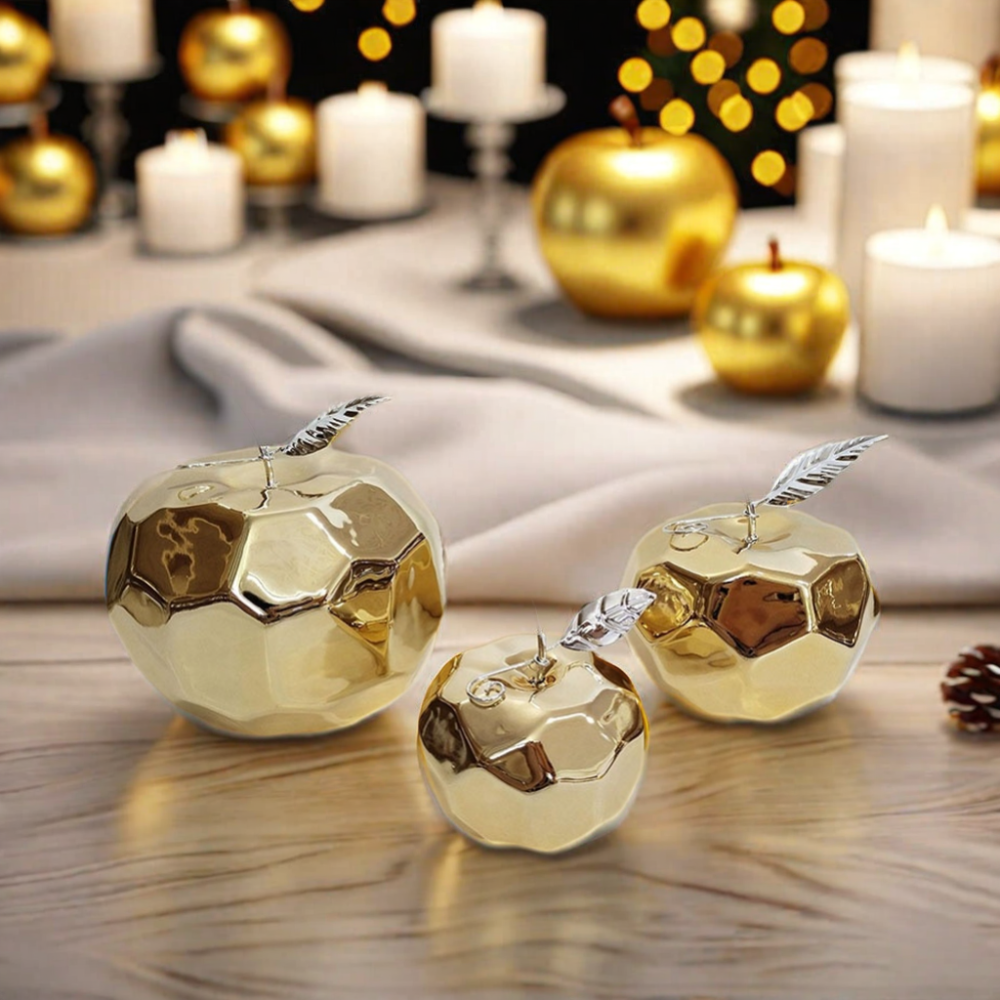 Hot Sale Gold Apple Modern Ceramic Furnishing Articles Craft Ornaments Home Decoration