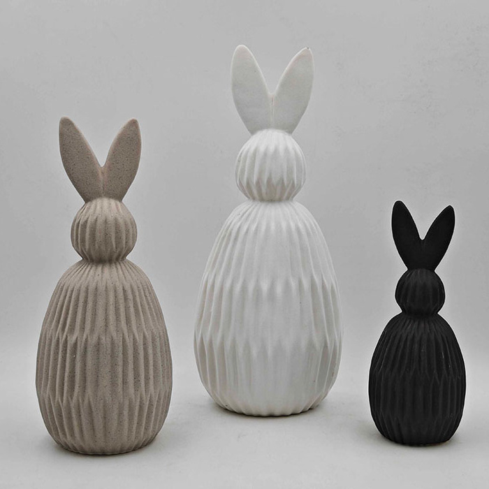 Modern creative home ceramic rabbit head and long ears home decoration design rabbit ceramic decoration