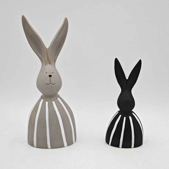 Modern creative home ceramic rabbit head and long ears home decoration design rabbit ceramic decoration