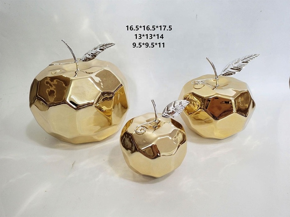 Hot Sale Gold Apple Modern Ceramic Furnishing Articles Craft Ornaments Home Decoration