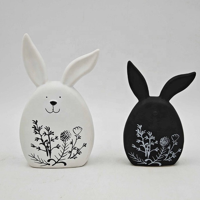 Ceramics Rabbit Head With Long Ears Home Accessories Line Design Bunny Ceramic Decoration