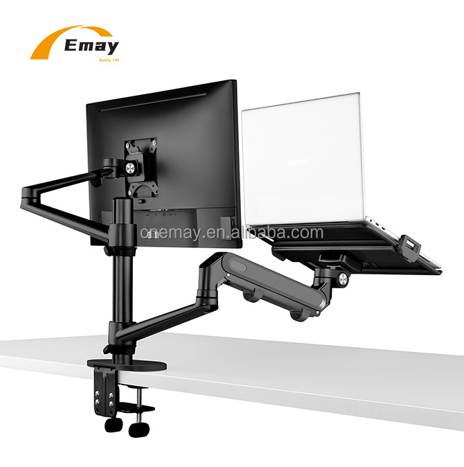 360 Degrees Rotating Aluminum  Swing Monitor Mount Arm With  Laptop Tray Notebook Bracket For 10-17inches Dual Arm