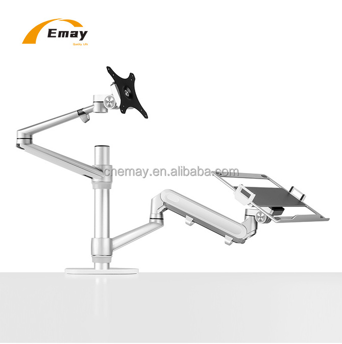 360 Degrees Rotating Aluminum  Swing Monitor Mount Arm With  Laptop Tray Notebook Bracket For 10-17inches Dual Arm