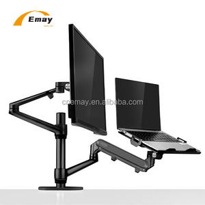 360 Degrees Rotating Aluminum  Swing Monitor Mount Arm With  Laptop Tray Notebook Bracket For 10-17inches Dual Arm