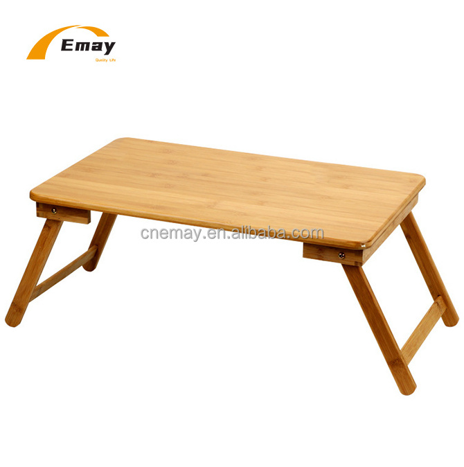 Bamboo Folding  Lap Table Laptop Desk Bed  Small Dormitory Bed Table Tray With Phone Stand Cup Holder Support