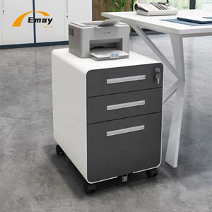 Hot Sales Office Furniture 3 Drawer Metal Filing Cabinet With Lock Round Corner Steel Mobile File Storage Bin For A4/FC Folder