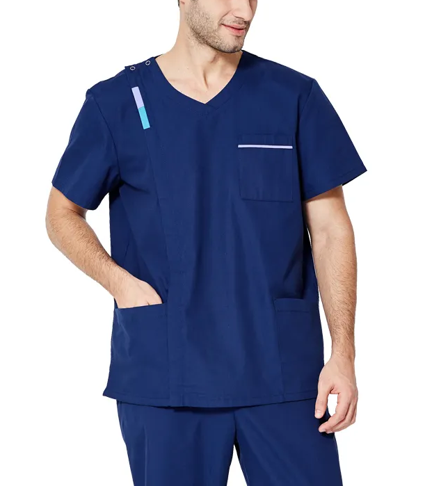 Best selling Product Hospital Nurse Surgical Scrubs Uniform Sets Navy Blue Polyester Cotton Scrub Women and Men Spa and Dental