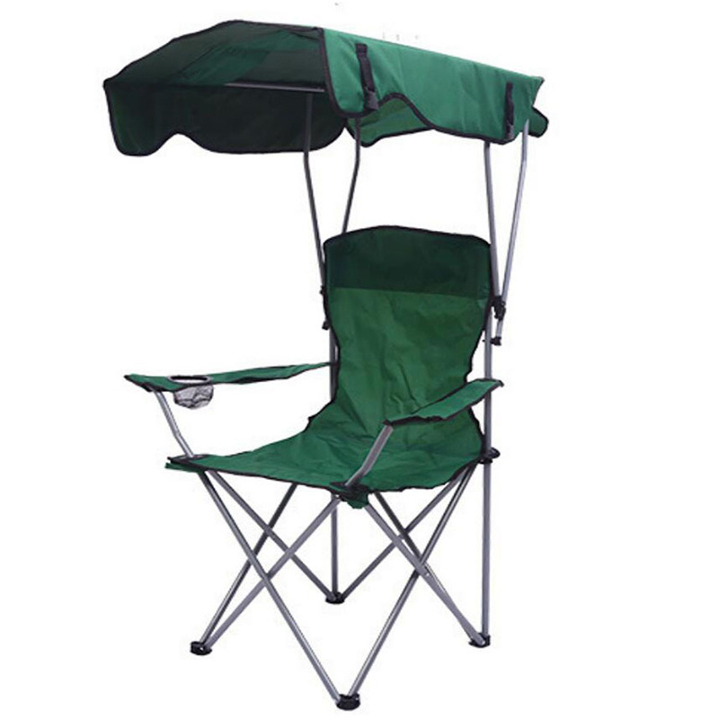 Custom collapsable fishing chair outdoor foldable aluminium camping canopy beach chair with umbrella