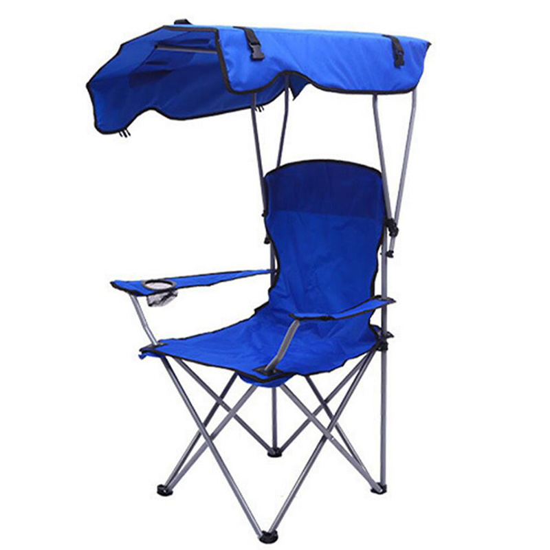 Custom collapsable fishing chair outdoor foldable aluminium camping canopy beach chair with umbrella