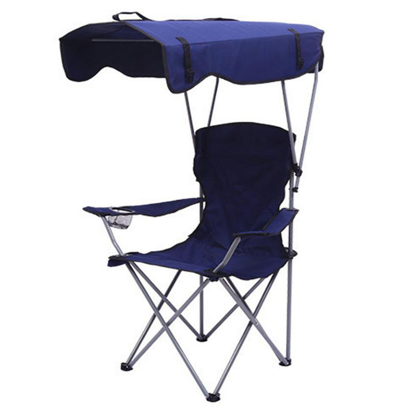 Custom collapsable fishing chair outdoor foldable aluminium camping canopy beach chair with umbrella