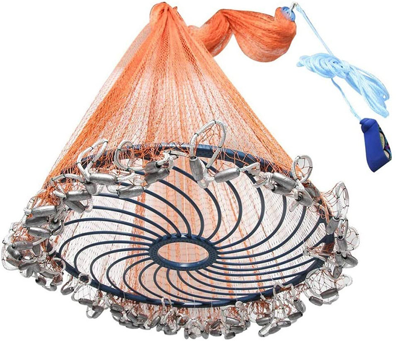 2023 Hot Selling Size 4~9 Feet Nylon Hand Cast Net throwing bottom pocket cast net fishing cast net for sale