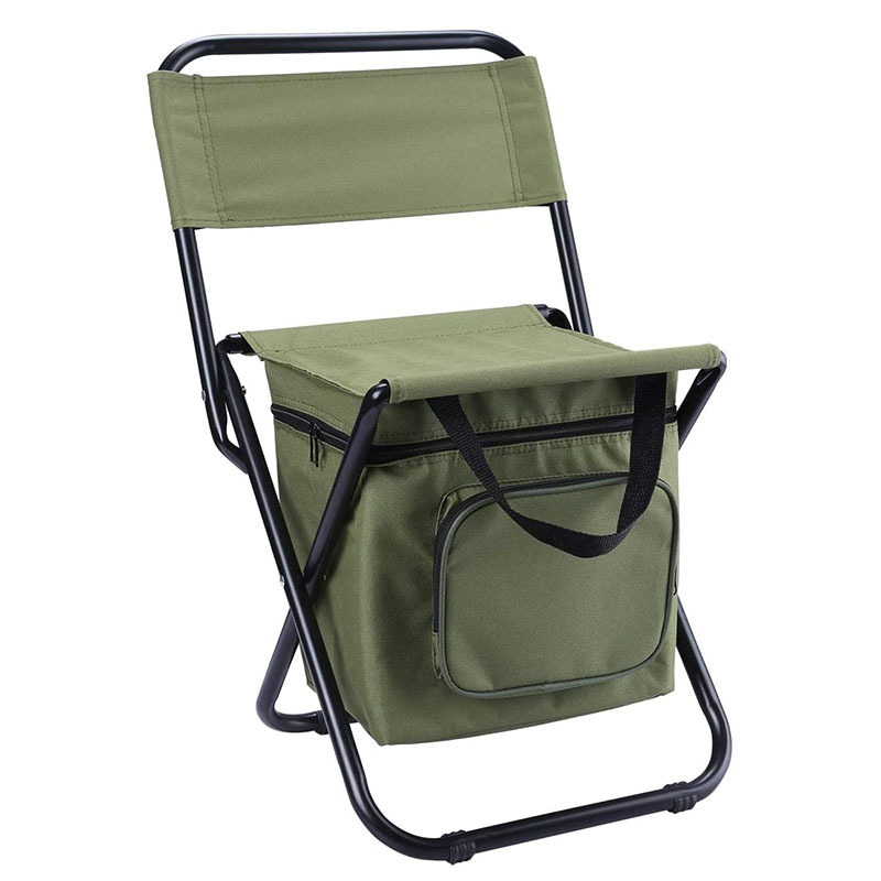 2021 outdoor picnic fishing equipment chair metal folding camping beach chair with cooler bag