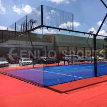 Enlio Good Quality World Padel Tour Court Roofed Padel Court With Cover Tent Artificial Grass Panoramic Padel 20X10M