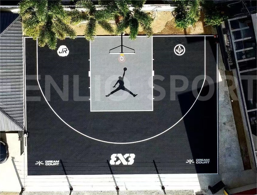 Enlio Basketball Court Flooring FIBA Approved High Quality Rubber Basketball Spots Flooring Outdoor Sports Tiles Flooring