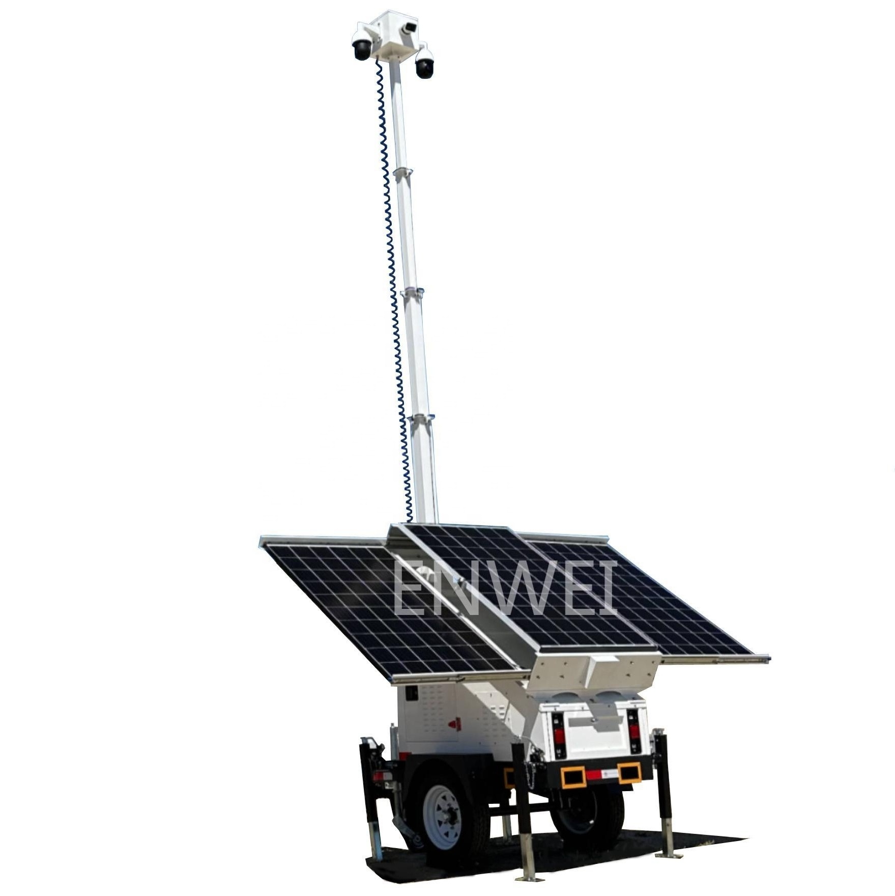 Solar trailer mobile solar surveillance trailer for security