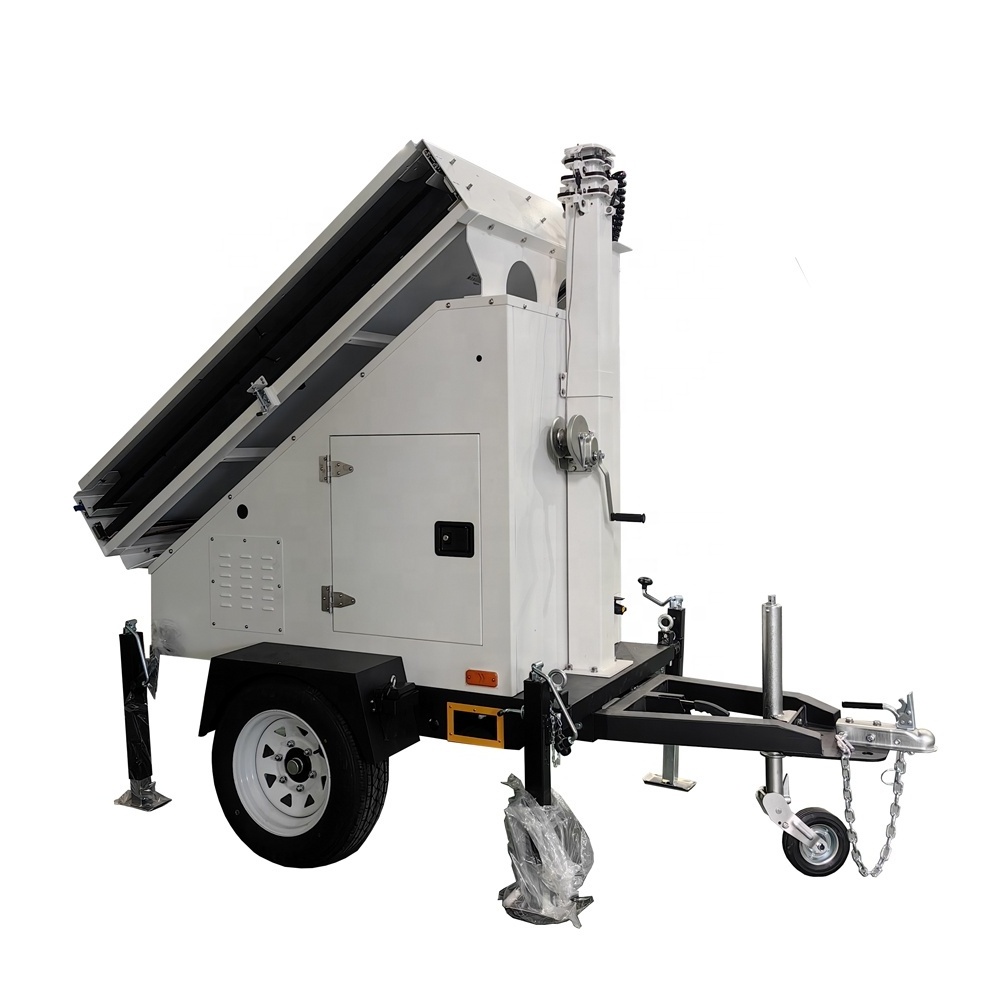 Solar panel mobile surveillance system trailer