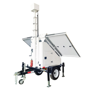 Mobile solar CCTV surveillance trailer