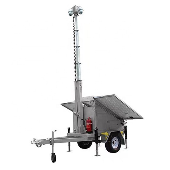 Solar trailer mobile solar surveillance trailer for security